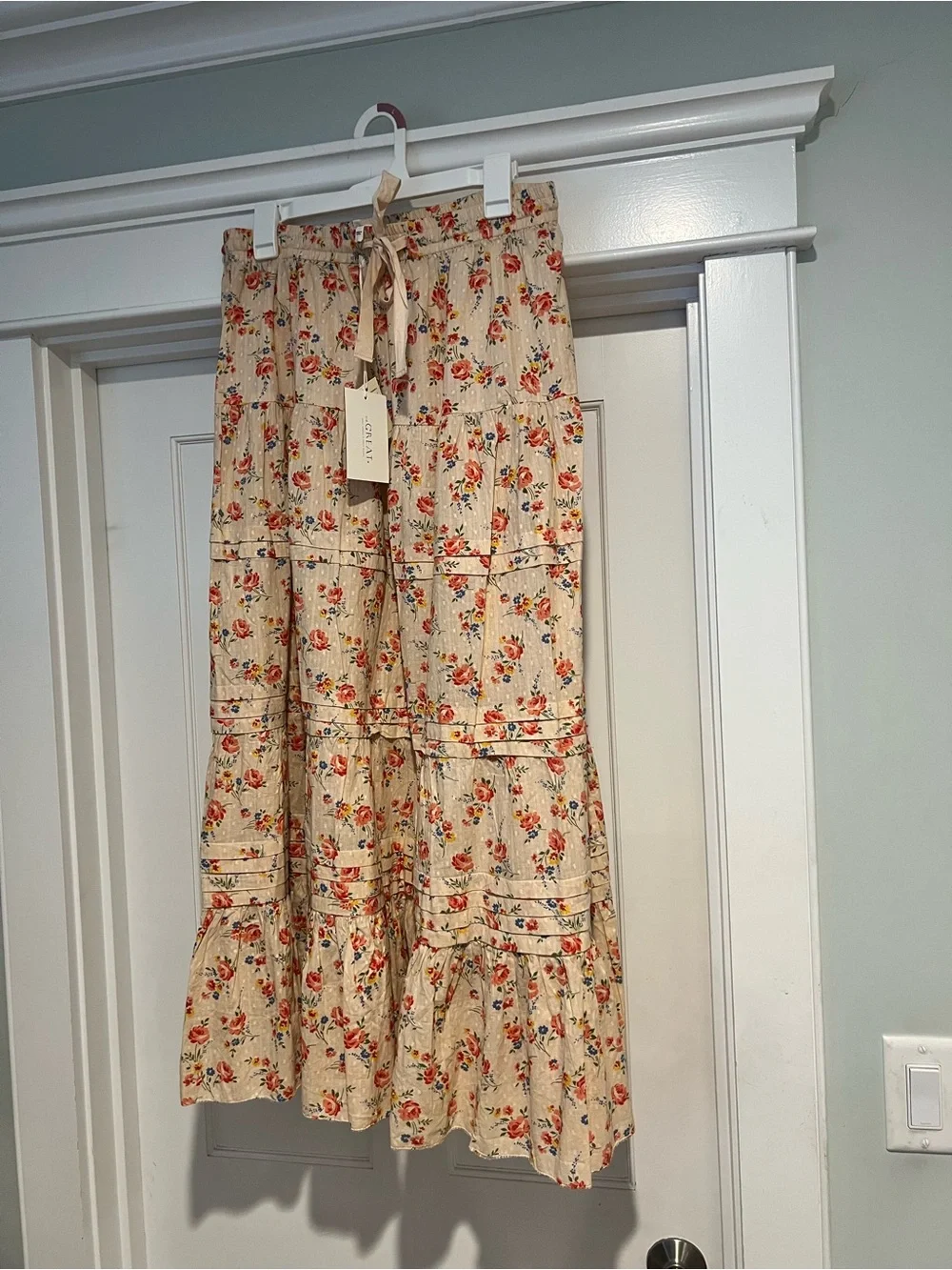 THE GREAT. THE PASTORAL SKIRT - PINK ROSE PRINT Sz 3 NWT